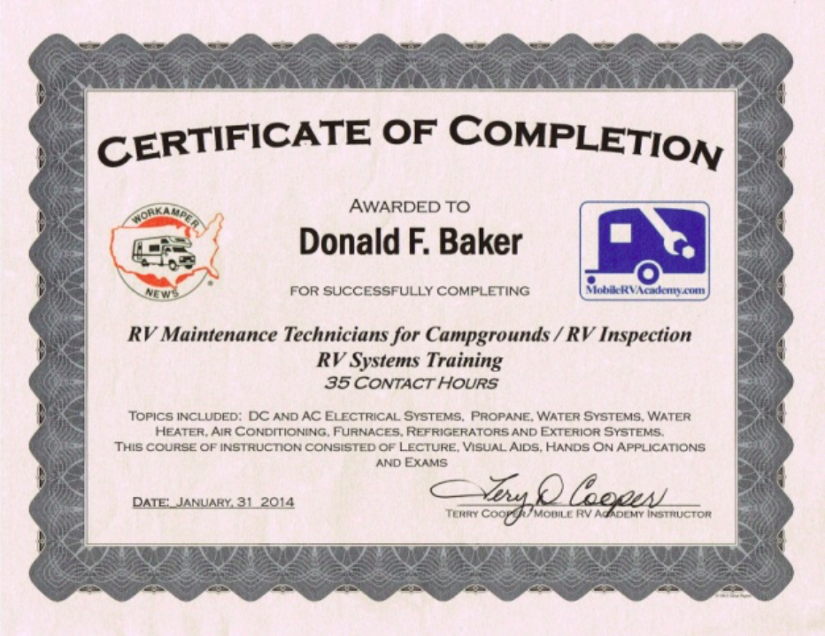 Workamper-News-RV-Maintenance-Certificate-Don-Baker